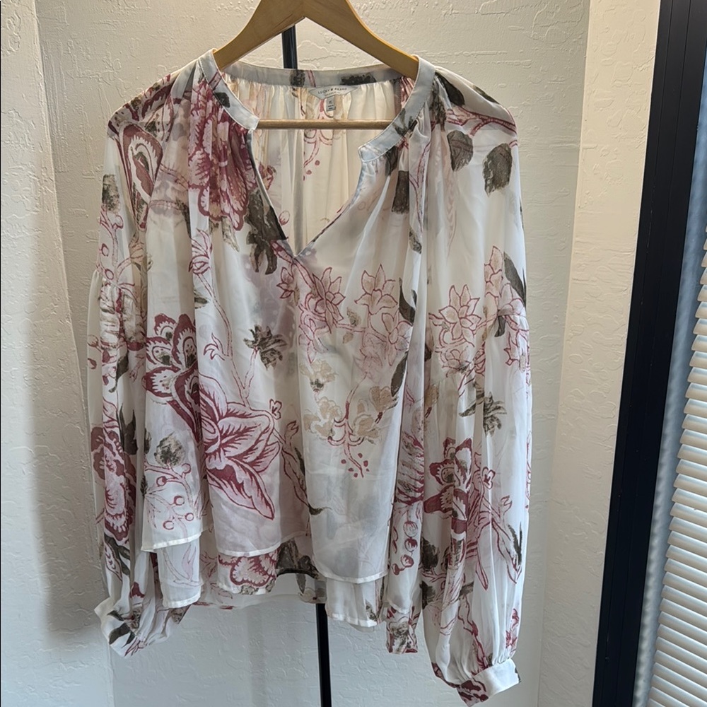 Lucky Brand Pink Long Sleeve Wrap Blouse